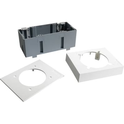 Brk Gd 2cee Gr, Signa Base installationsdåse, set med dåse og to monteringsplader i grå og hvid plast.