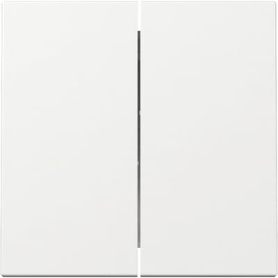 Gira System 55-dobbelttangent til afbryder i blank hvid med to brede, side om side placerede trykflader.