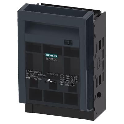 Siemens SENTRON 3NP1923-1CA10 beskyttelse for NH000 sikringslastafbryder, vist i mørkegrå plast.