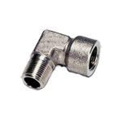 Parker vinkel med R1/2 udvendig BSPT og G1/2 indvendig BSPP gevind i messing, overholder ROHS.