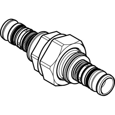 Teknisk tegning af Geberit Mepla Union RG med muffesamling, diameter 40 mm, vist med alle detaljer.