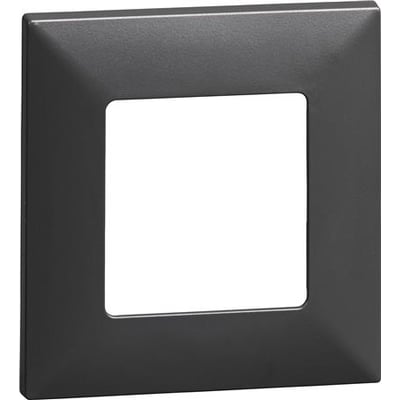 Lauritz Knudsen Fuga CE60 ramme i antracitgrå, 1-moduls design med en firkantet åbning til indsættelse af el-komponenter.