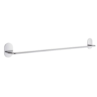 Beslagsboden selvklæbende håndklædestang i oval form med forkromet finish og 625 mm længde, set skråt forfra.