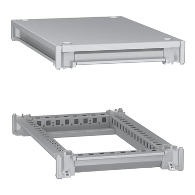 Schneider Electric ramme bund+top med takplade til PanelSeT SFN skab, 300x500mm, fremstillet i grå galvaniseret stål med epoxy-polyester pulverfinish.