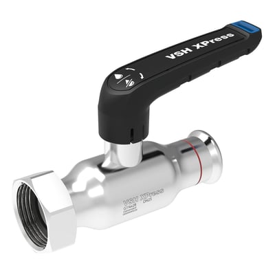 VSH XPress kugleventil FZ med lav spindel, G1 1/2" gevind og 35mm diameter, udført i forzinket metal.