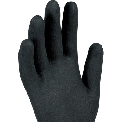 Nærbillede af en sort OX-ON Flexible Advanced 1900 handske, str. 8, viser håndfladen og fingrene.