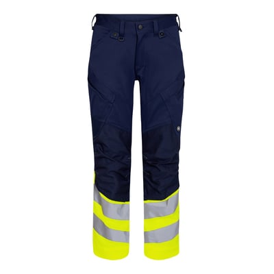 Engel bukser 2546-314 i blå og gul, High-Vis kl. 1, str. 116, med reflekser nederst på benene og praktiske lommer.