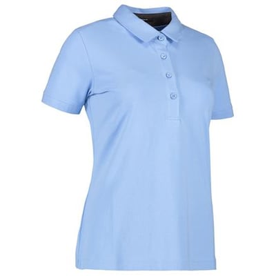 ID Identity lys blå stretch polo til damer i str. 3XL med klassisk skjortekrave og fire knapper.