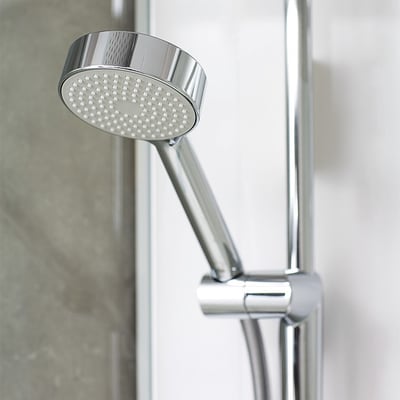 Contura Showerama 10-5 classic brusehoved med krom finish og integreret holder på stang.