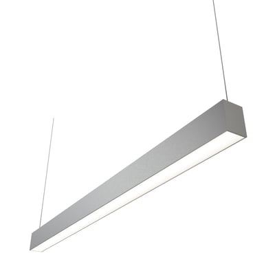 Ansell Lighting Vasco linjearmatur i aluminium, 1200mm lang, med opal diffuser der udsender lys opad og nedad.