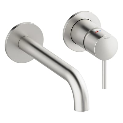 Damixa Osier/Merkur indbygningsarmatur med 180 mm tud og etgrebsbetjening i børstet stål (PVD).