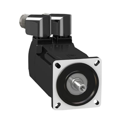 Schneider Electric MH3 servomotor med 2,2Nm, 6000rpm og IP67-klassificering, vist med 90° stik og bremse.