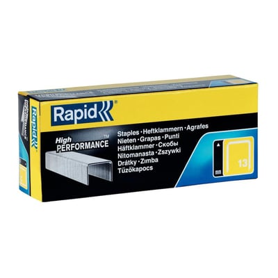 Gul og sort Rapid High Performance emballage med fintrådsklammer, der viser produktnavnet på flere sprog.