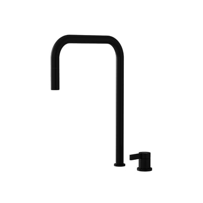 Lavabo Alkymist 788 RS Square køkkenarmatur i matsort med høj U-formet tud, separat greb og udtræk.