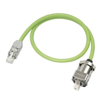 Siemens Sinamics DRIVE-CLIQ kabel på 0,60 meter med IP20/IP20, vist med grønt kabel og metallisk stik.