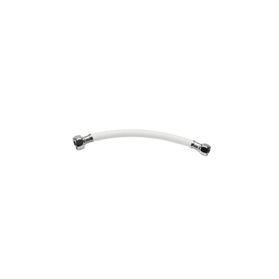 VAERK hvid PVC tilslutningsslange på 300 mm med 1/2 og 3/8 messing gevindmøtrikker i hver ende.