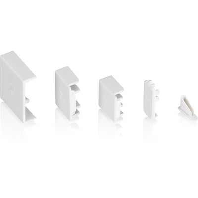 ABB PS-END endestykker til 2 og 3 polet sløjfeskinne i hvid plast.