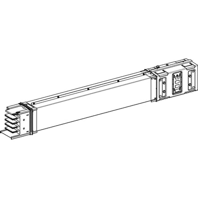 Schneider Electric skinneelement KSA630ET430, 3 meter langt 630A transportelement med tilslutningsenhed i teknisk tegning.