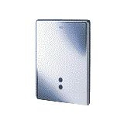 Grohe Tectron Skate infrarød elektronik til urinal med krom finish, vist fra en let vinkel med to små sorte knapper.