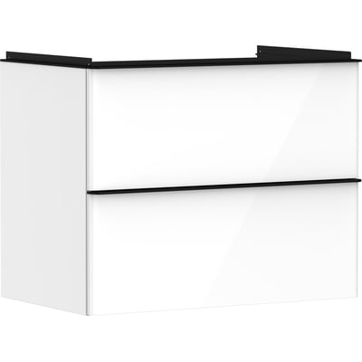 Hansgrohe Xelu Q vaskeskab i hvid højglans med to skuffer, bredde 78 cm og væghængt montering.