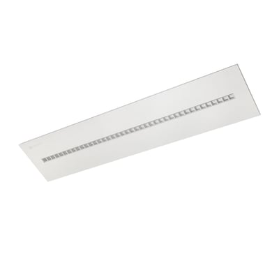 Hvidt Ledvance IndiviLED DALI LED-panel med lang række optiske felter, set skråt forfra.