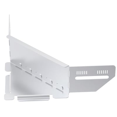 Universal hjørne til kabelbakker, 60x60x100mm, fremstillet af el-forzinket stål med monteringshuller.