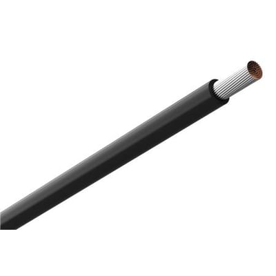 Sort Amokabel TEXILine HF90 TW monteringsledning på 0,75 mm², vist skråt med den blottede leder i enden.