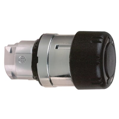 Schneider Electric paddetryk med sort drejegreb og chromdetaljer set fra siden, Ø30 mm, model ZB4BS42.