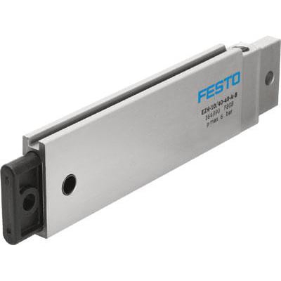 Festo flad cylinder EZH-10/40-40-A-B i aluminium med tydelig Festo-logo og modelinformation trykt på siden.