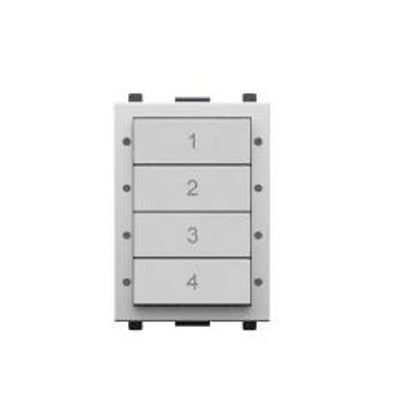 Helvar Digidim137W lysstyringspanel i hvid med 4 knapper, enhederne 1-4 tydeligt markeret, med clips til montering øverst og nederst.