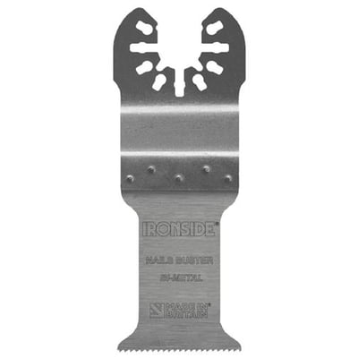 Ironside savklinge til multicutter på 32 mm med åbent hulmønster bagtil og savtakket skærekant.