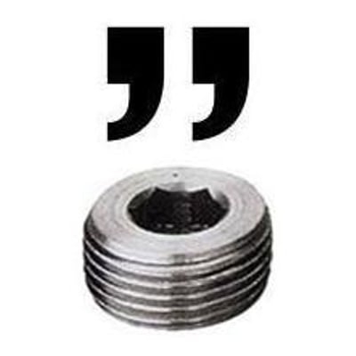 Unbrako konisk rørprop, type P, 1/8"X7/8", viser gevind og unbrakohoved, isoleret på hvid baggrund.