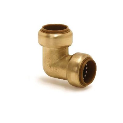 VSH Tectite bøjning i messing, muffe/muffe, 18 mm, til nem og hurtig rørinstallation.