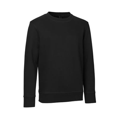 ID Identity børne sweatshirt i sort med O-hals og ribkant ved ærmer og bund, str. 4/6.