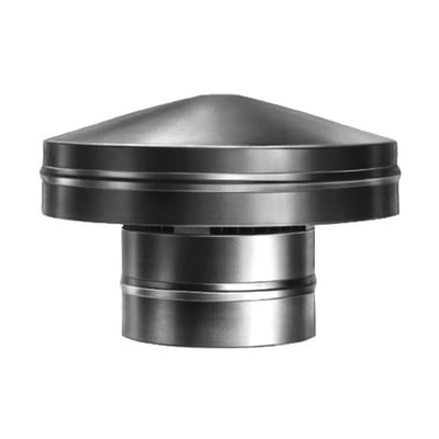 Detaljebillede af Lindab ventilationshætte VH 400, viser den koniske top og den galvaniserede stålkonstruktion.