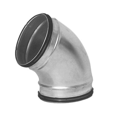 Lindab Safe BU 80mm galvaniseret stål bøjning med 60 graders vinkel, med fokus på den tætningsring og den glatte overflade.