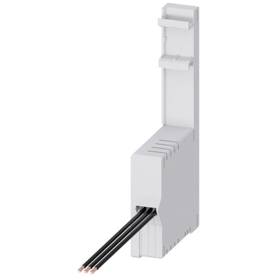 Siemens 8US2 busbarsystemadapter, 3-polet og 16 A, med sikringsholder og tre sorte forbindelsesledere.