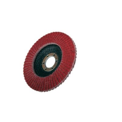 Norton Quantum R996 lamelrondel, 125x22 mm, P40, Type 28. Røde lameller og sort bagside med metalring monteringshul.