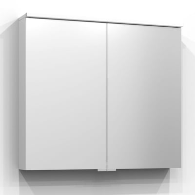 Svedbergs Sarek spejlskab i hvid, 80 cm bredt, med to spejldøre og diskret integreret LED-lys langs toppen.