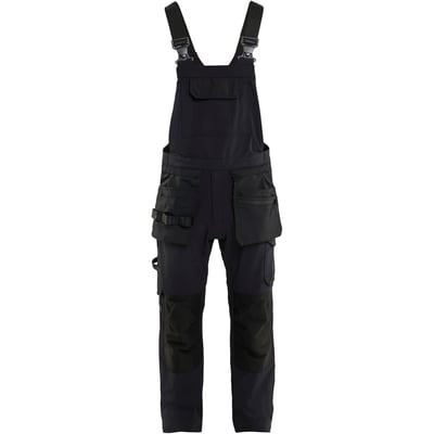 Sorte Blåkläder håndværkeroveralls med full stretch, justerbare seler og flere lommer, str. C50.