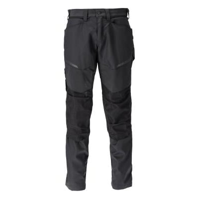 Mascot Customized bukser i sort, str. 76C56, med CORDURA® knæforstærkninger og stretchpaneler.