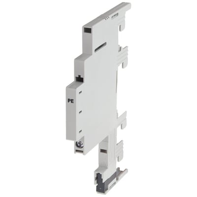 Siemens Modul PE til 8US samleskinnesystem, 5-polet, 9x160mm, lavet af plast i lys grå farve.