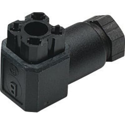 Sort Belden 4-polet G4W1F kabeldåse med IP65-klassificering og PG7 skrueforbindelse.