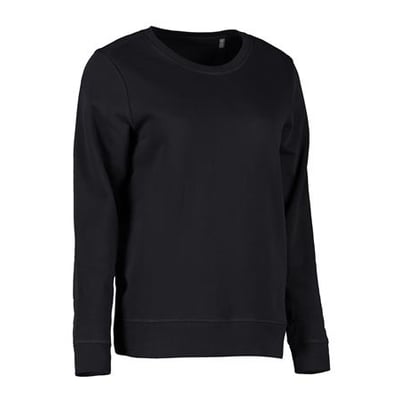 ID Identity økologisk dame sweatshirt i sort bomuld med rund hals og lange ærmer, fremstillet i 3XL størrelse.