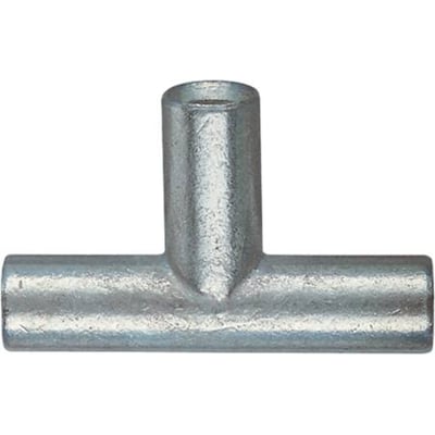 Nærbillede af Klauke T-samlemuffe med fortinnet kobberoverflade, der viser en T-formet samling til 10 mm² massive ledere.