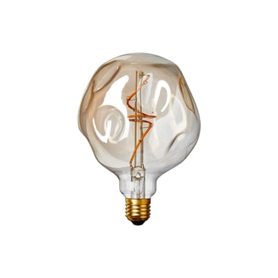 Nielsen Light Stone LED pære på 2W med gyldent, "krøllet" glas og synlig filament.