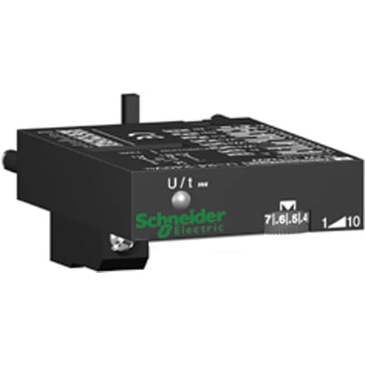 Schneider Electric Zelio RUW multifunktionstimer til RUN relæer, sort med 24-240VACDC spænding og justerbar timerfunktion.