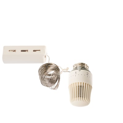 Roth kapillarføler til RTL ventil med 5m kabel, vist med termostat og følerhus på hvid baggrund.