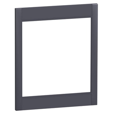 Schneider Electric dørramme med relæadgang til NSX250 enheder, grå plast med IP30 beskyttelse og drejegreb. Vises med isoleringstilbehør på hvid baggrund.