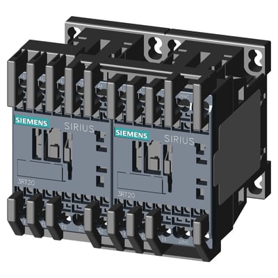 Siemens motorstarter 4kW, 230Vac, 3RA2316-8XB30-2AP0, reversibel kontaktorkombination med fjederklemmer og S00 byggestørrelse.